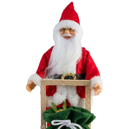 Kızaklı Ayakta Noel Baba Kırmızı-Beyaz 32 cm