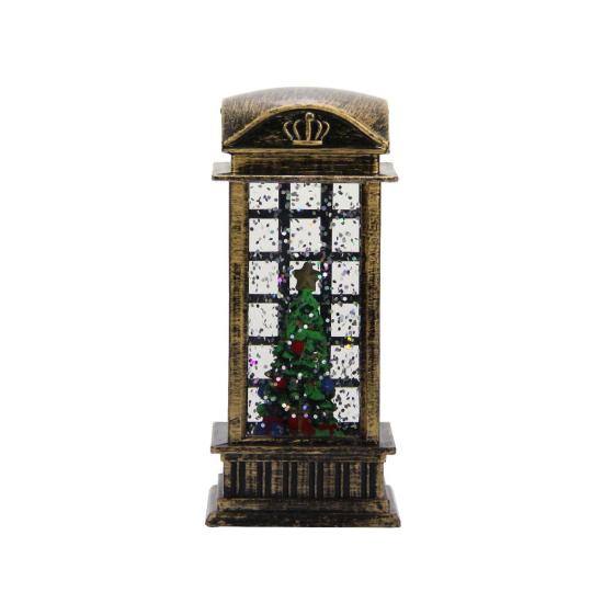 Telephone Booth Snow Globe Pine Tree 11 cm