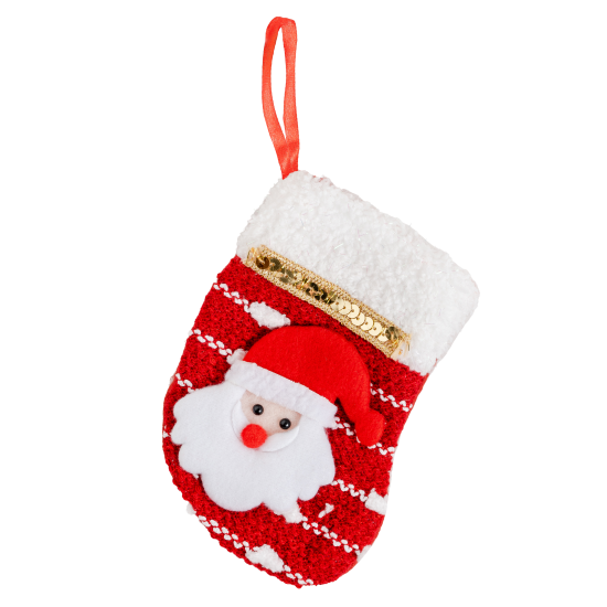 Christmas Ornament Sock Santa Claus Pattern Red 15 cm