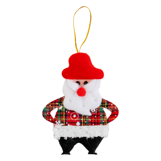 Yılbaşı Süsü Ekose Ceketli Noel Baba Figürü Kırmızı 12 cm