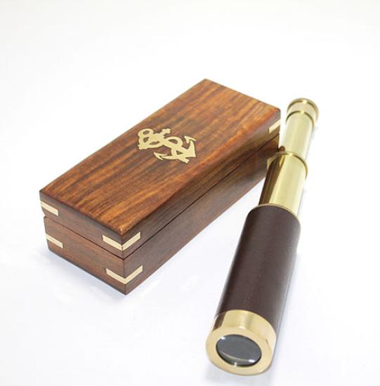 Brass Binoculars with Wooden Box 2323