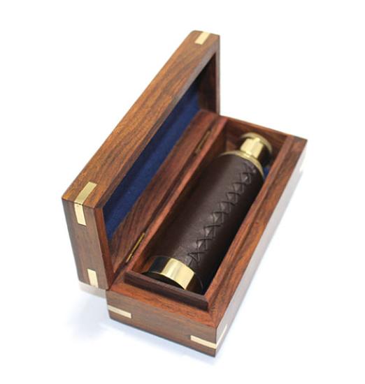 Brass Binoculars with Wooden Box 2323