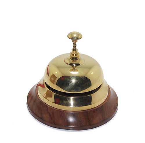 Wooden Base Brass Top Table Top Reception Bell 4414