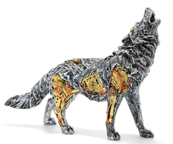 Steampunk Polyester Wolf Figure Alk2449