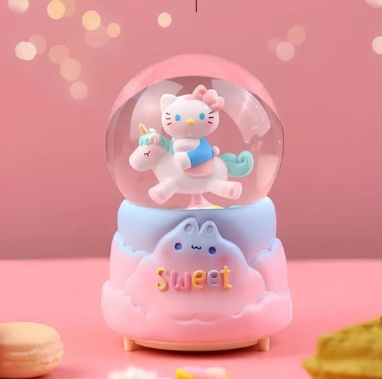 Hello Kitty Işıklı Müzikli Kar Küresi Orta Boy Alk3041