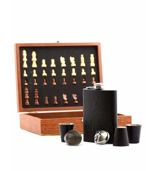 Stainless Steel Water Bottle Set with Wooden Box ALK50