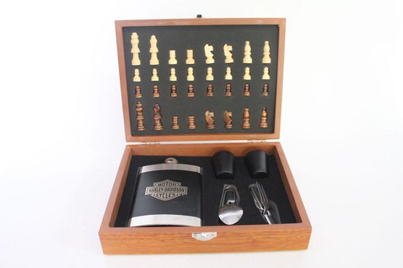 Stainless Steel Water Bottle Set Wooden Box Harley ALK52