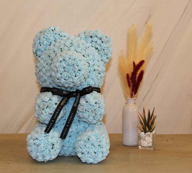 Güllü Ayıcık Rose Teddy Bear Mavi